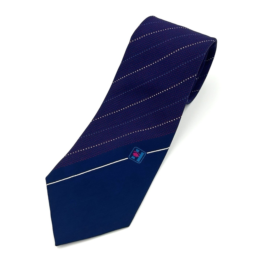 Heli‎ 100% Silk Narrow Mens Necktie Blue Diagonal Stripe  3 Width 56 Length RARE